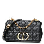 CHRISTIAN DIOR Calfskin Cannage Caro Bag Black. - Image 2