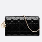 Dior Lady Dior Clutch With Chain In Black Patent. - Image 6
