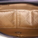 Black Small Flap Bag Embellished Glass Pearls.