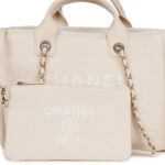 Small Deauville Shopping Bag White Boucle Light Gold Hardware. - Image 2