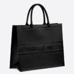 Dior Book Tote Bag In Black Smooth Calfskin.