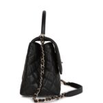 Small Coco Handle Flap Bag Black Caviar Light Gold Hardware. - Image 8