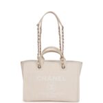 Small Deauville Shopping Bag White Boucle Light Gold Hardware. - Image 6
