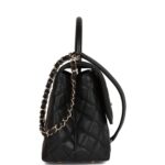 Small Coco Handle Flap Bag Black Caviar Light Gold Hardware. - Image 5