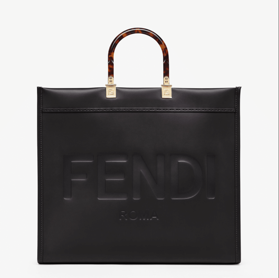 8a77fedd91d6bcc8704900fe42e01107.png Sunshine Large - Black leather shopper. - Image 1
