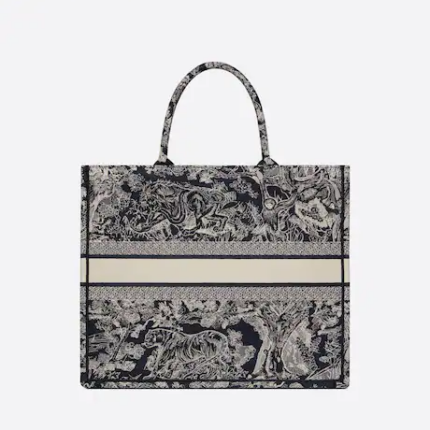 LARGE DIOR BOOK TOTE Blue Toile de  (42 x 35 x 18.5 cm).