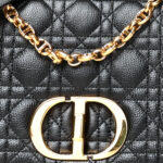 CHRISTIAN DIOR Calfskin Cannage Caro Bag Black.