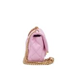 Pink Quilted Caviar Heart Crush Brushed Gold Hardware. - Image 2