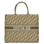 Dior Book Tote Bag In Green Oblique Canvas.