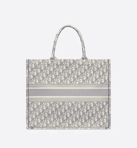C78AD3A6-6225-F749-713B-06743C671B05-1 LARGE DIOR BOOK TOTE Gray Dior (42 x 35 x 18.5 cm). - Image 1