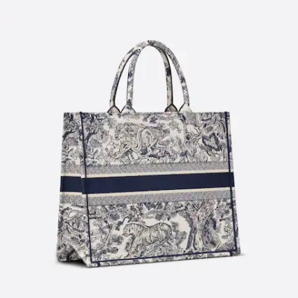 LARGE DIOR BOOK TOTE Blue Toile de  (42 x 35 x 18.5 cm).