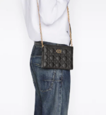 DIOR CARO ZIPPED POUCH WITH CHAIN Black. - Image 6