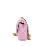 Pink Quilted Caviar Heart Crush Brushed Gold Hardware.